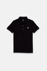 100% Pure Cotton Cuff collar Polo T shirt  - Black