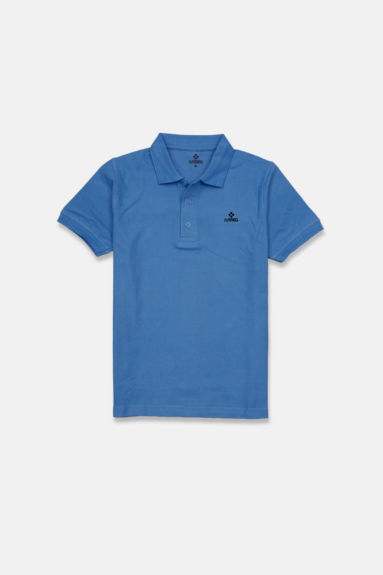 100% Pure Cotton Cuff collar Polo T shirt  - SkyBlue